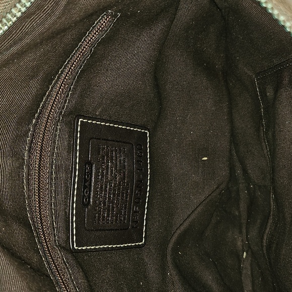 Vintage Coach Tan Jacquard Canvas Small Hobo w/Brown Suede Bottom & Corners - Picture 3 of 6